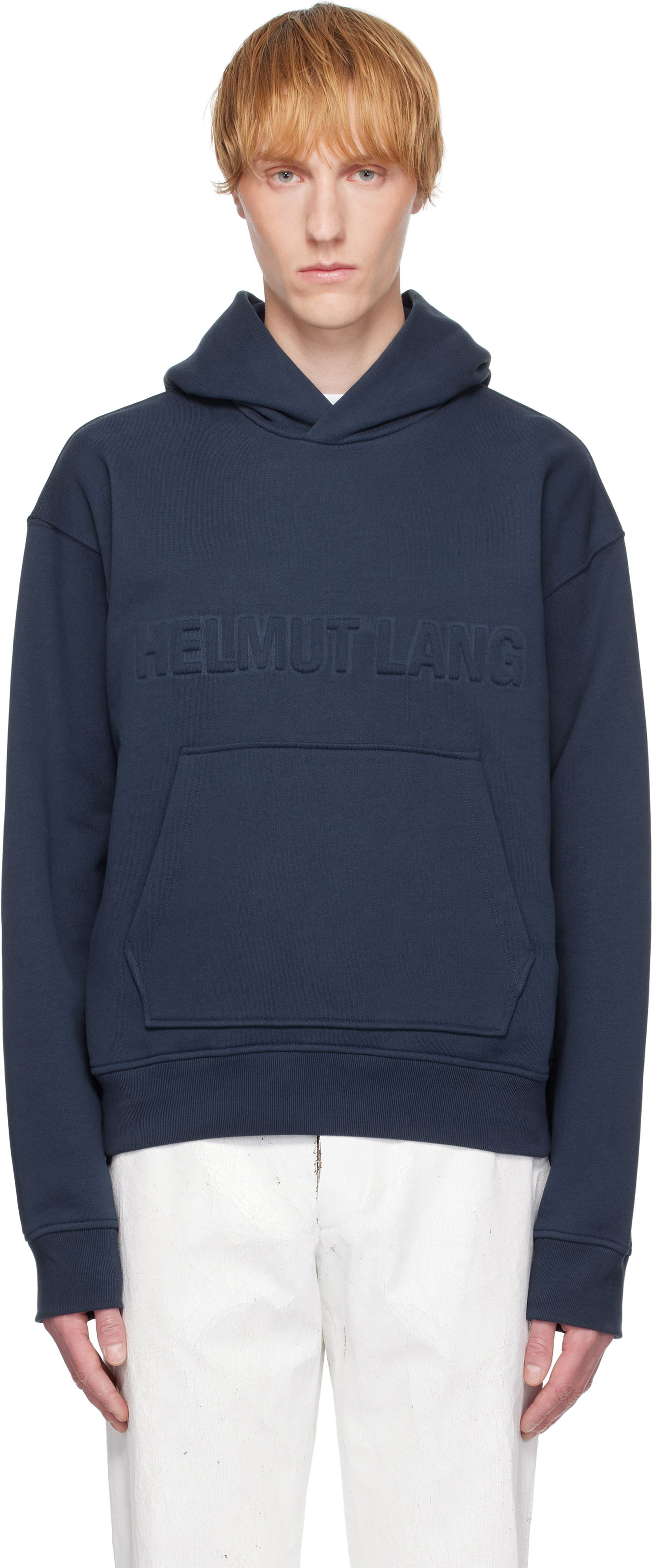 Pulover Helmut Lang Helmut Lang Embossed Logo Hoodie Mornarica | P01HM507, 0