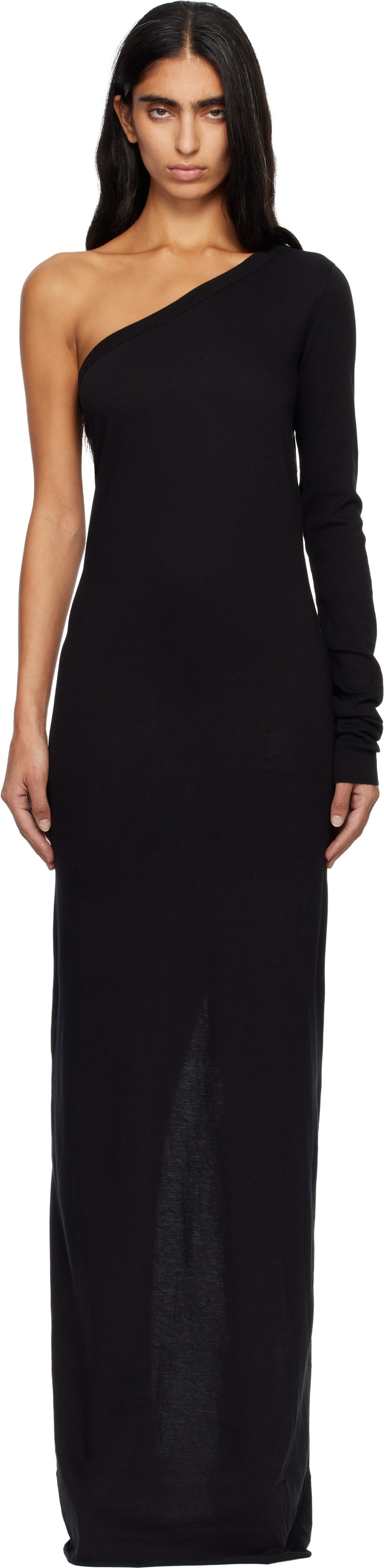 Obleke Rick Owens DRKSHDW Concordians Ziggy One-Shoulder Maxi Dress Črna | DS02E7511 RN