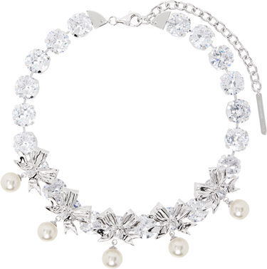 Ogrlica SHUSHU/TONG SHUSHU/TONG YVMIN Edition Pearl Bow Knot Crystal Chain Necklace Kovinski | 23340WHT00NN, 0