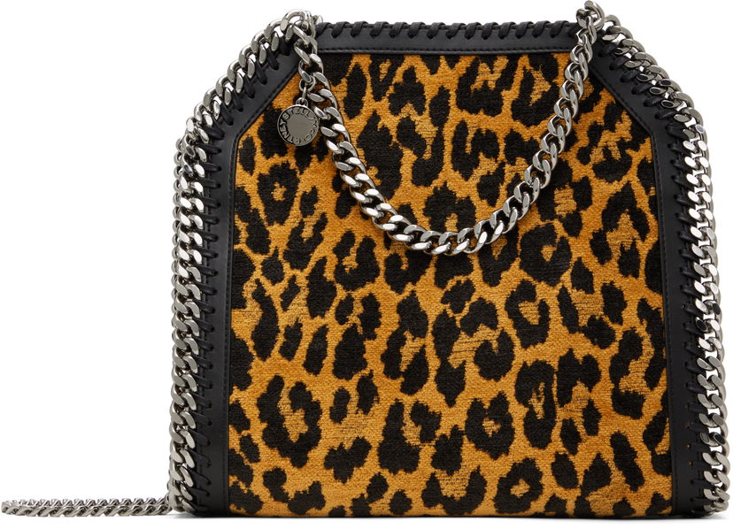 Torba za čez ramo Stella McCartney Leopard Print Mini Chain Bag Rjava | 371223WP0494