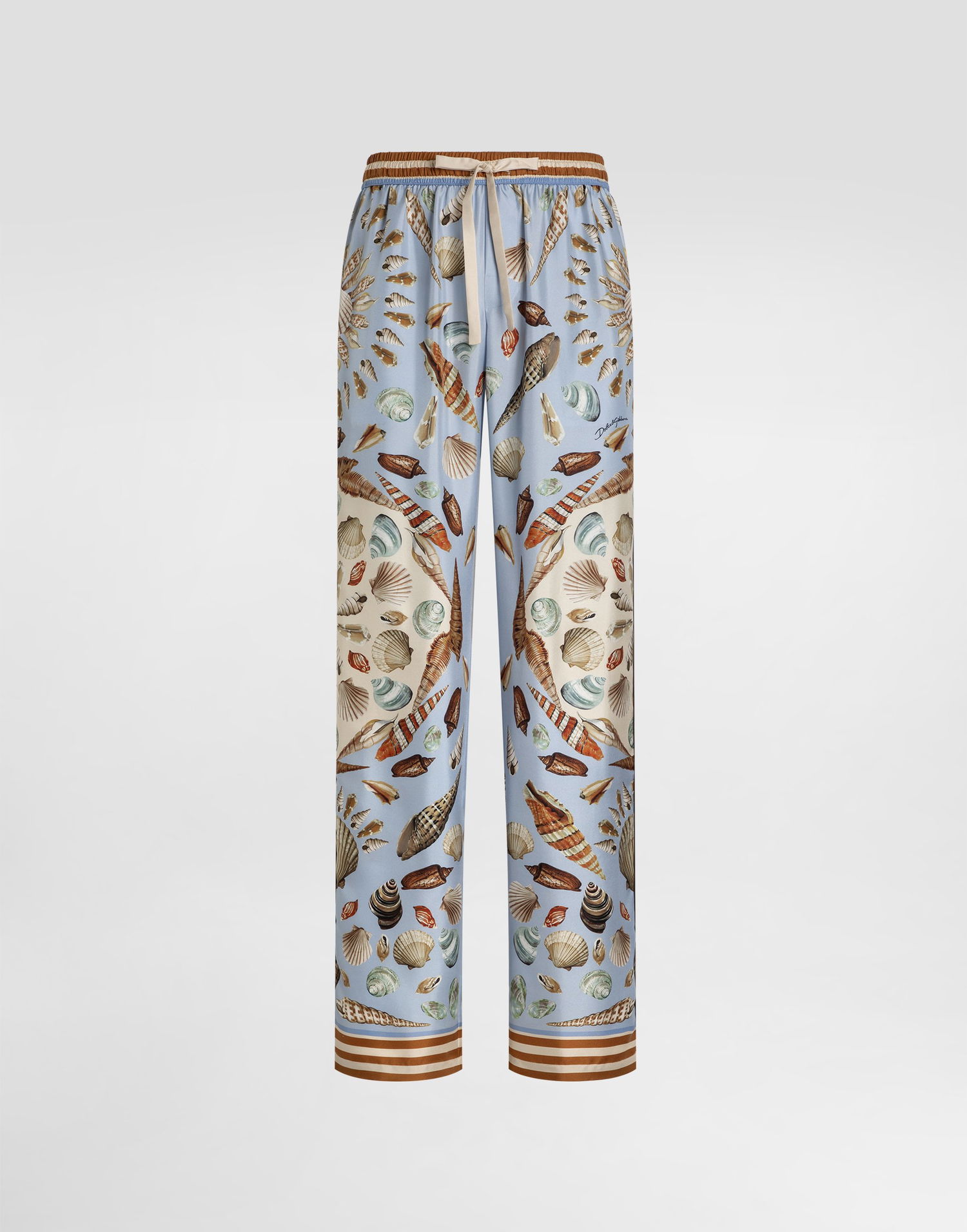 Hlače Dolce & Gabbana Dolce & Gabbana Silk Twill Shell-Print Trousers Modra | GVRMATHI1ZBHC5PK, 0