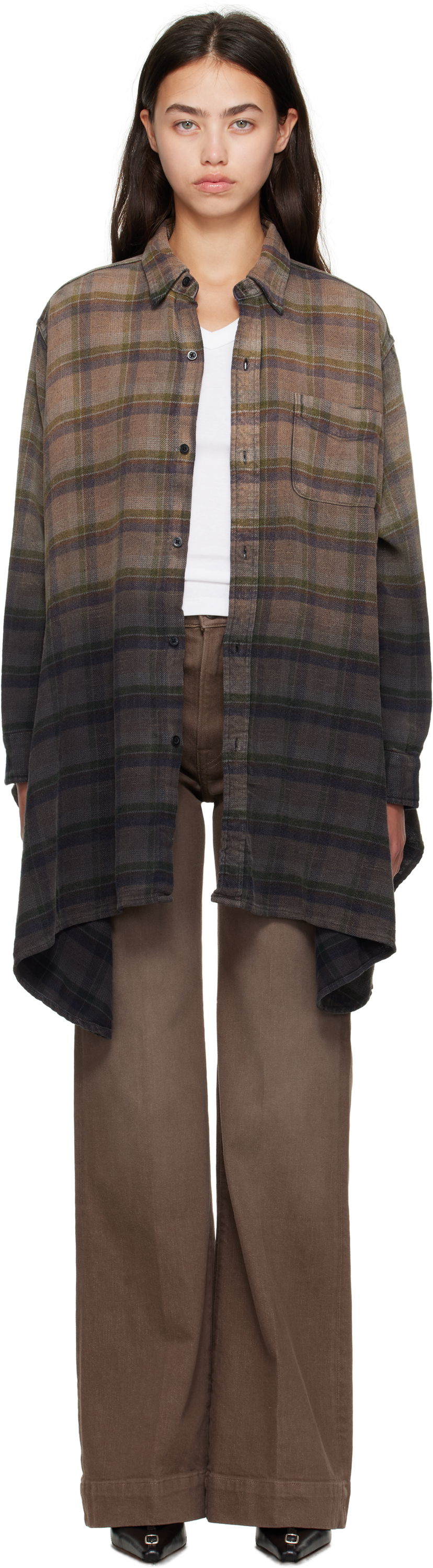 Srajce R13 R13 Draped Plaid Shirt Rjava | R13WR416-R552B