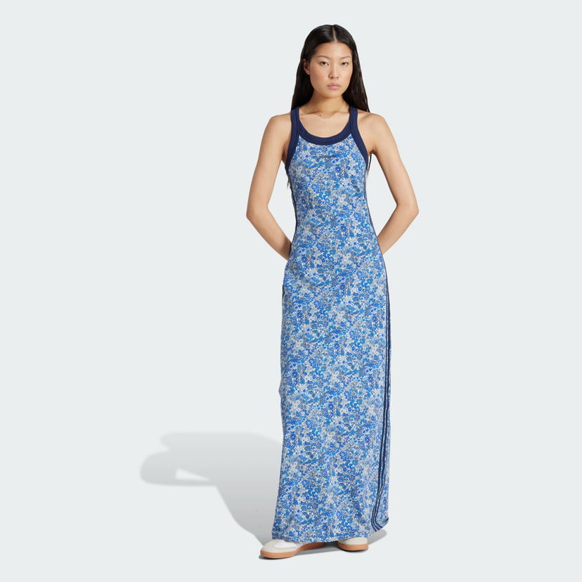 Obleke adidas Originals adidas Originals x Liberty London Tonal Maxi Dress Modra | JD2742
