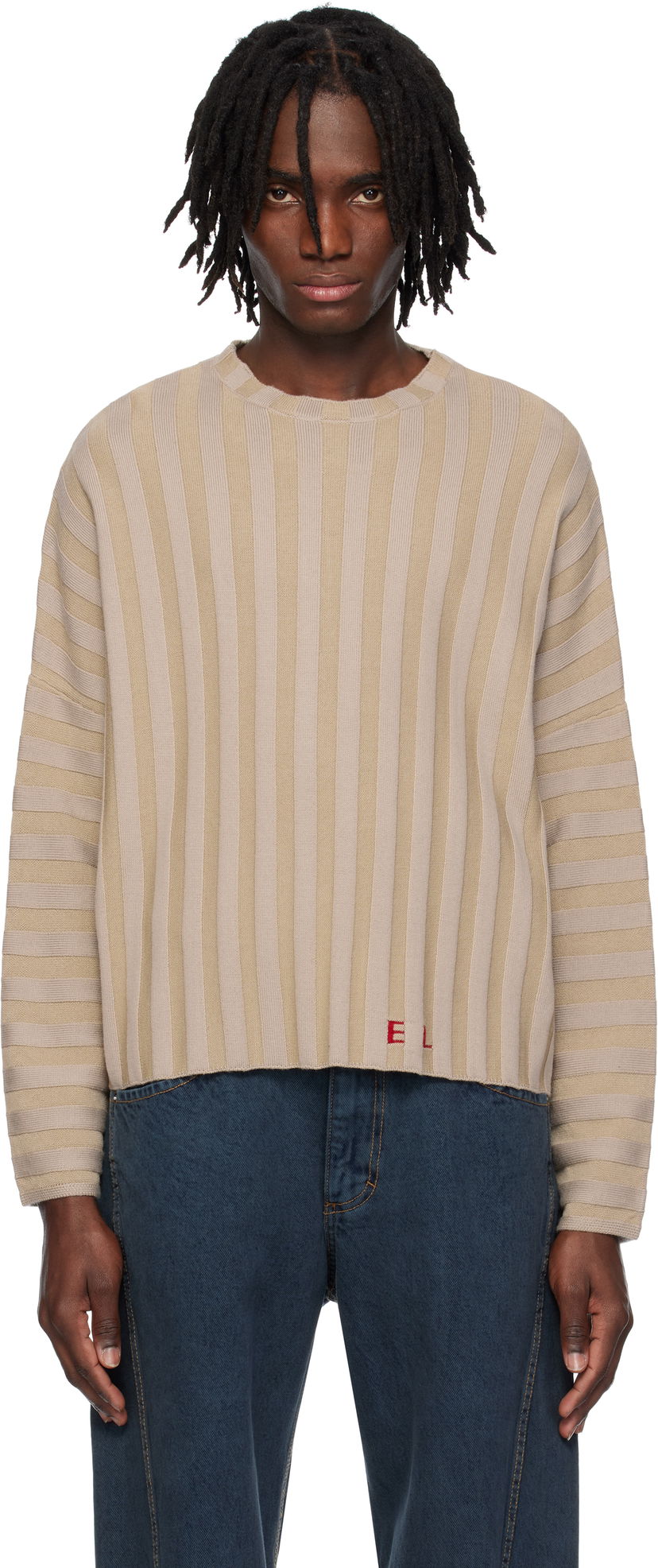 Pleteni pulover Eckhaus Latta Eckhaus Latta Keyboard Knit Sweater Bež | 8026-EL-PS25-DU - DUNE