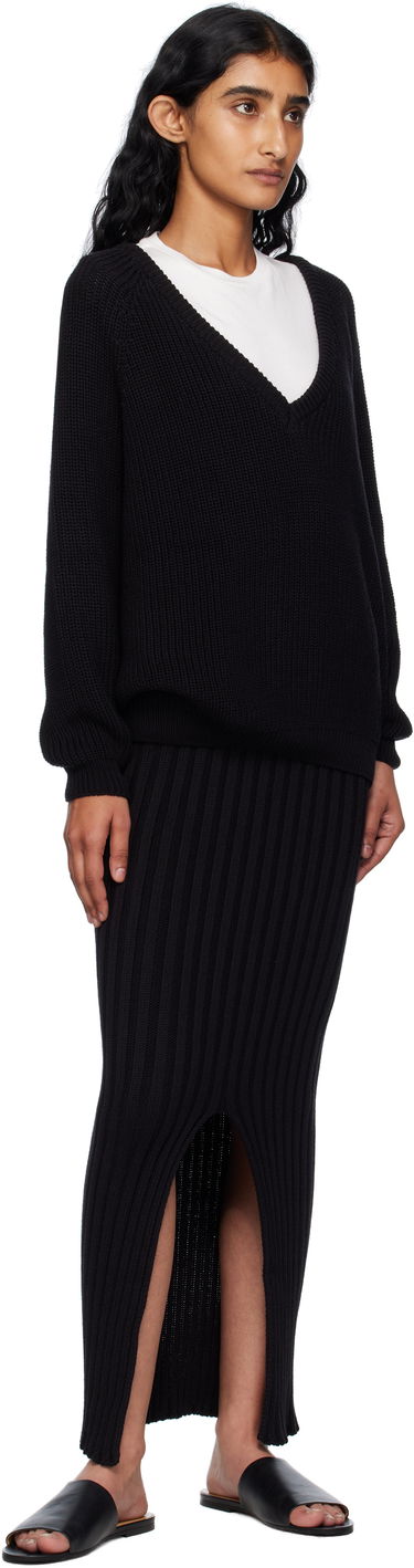 Krila Baserange Baserange Macau Midi Ribbed Knit Skirt with Slits Črna | SSMA-OC-AU25, 3
