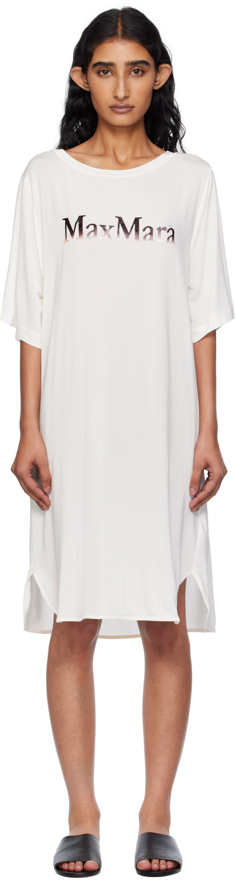 Obleke Max Mara Max Mara Luna T-Shirt Minidress Bela | 2516621039600