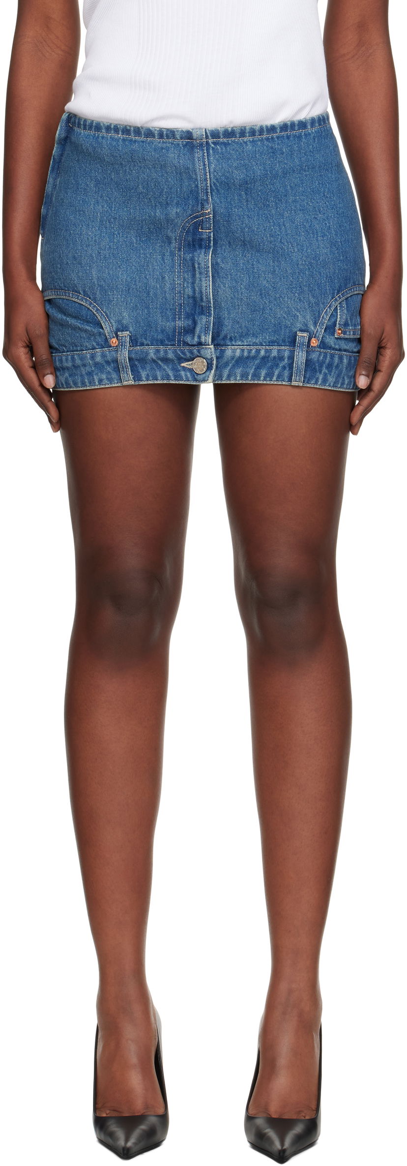 Krila VETEMENTS Vetements Upside-Down Denim Miniskirt Modra | WH76DK007VB