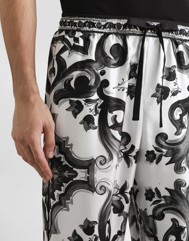 Hlače Dolce & Gabbana Dolce & Gabbana Majolica-Print Twill Trousers Bela | GVRMATHI1SVIN3TN, 3