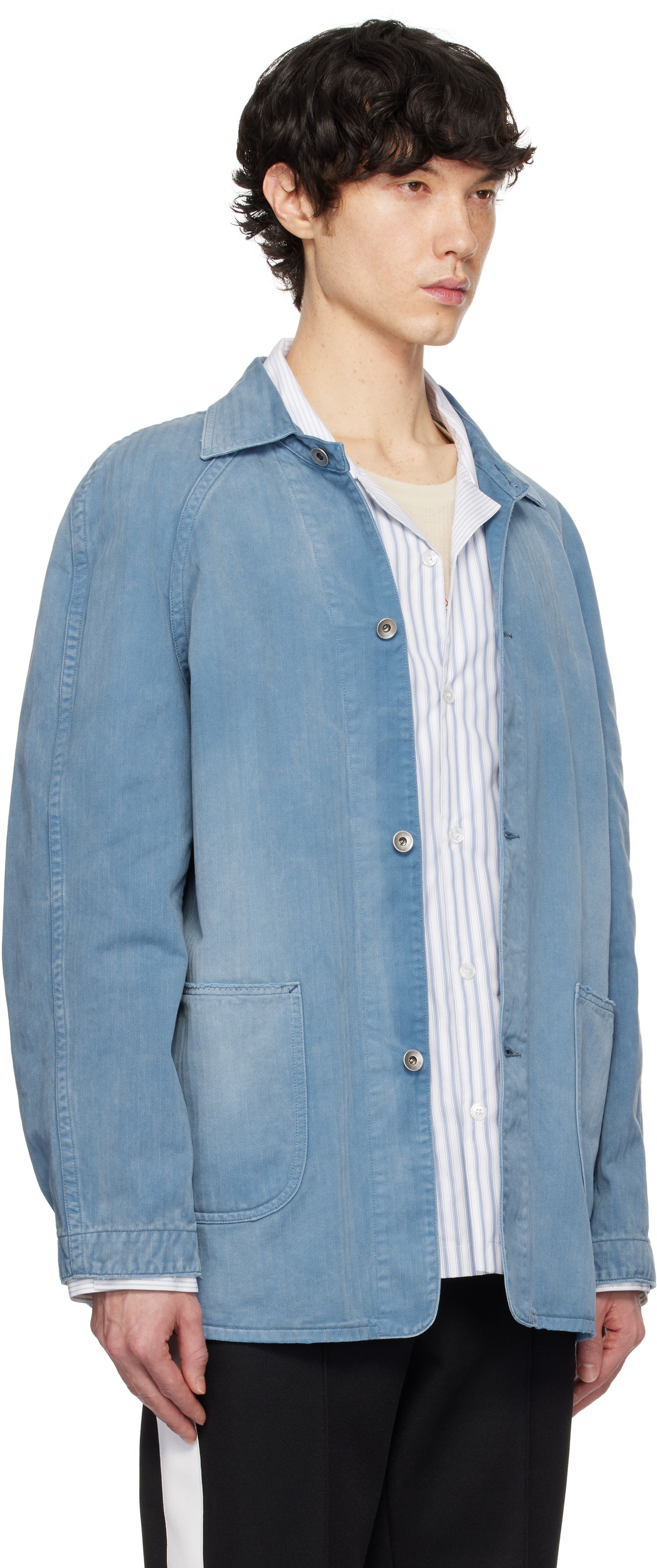 Jakna Maison Margiela Maison Margiela Distressed Caban Denim Jacket Modra | S50AM0635 M30024, 1