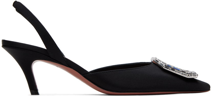 Superge in čevlji Amina Muaddi Amina Muaddi Camelia 60 Slingback Heels Črna | CAMELIA SLING SLANTED SATIN