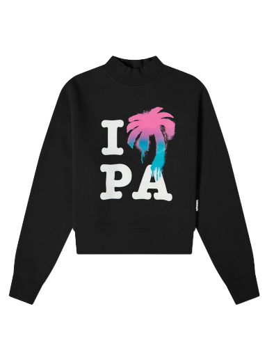 Pulover Palm Angels I Love PA Fitted Crew Neck Sweat Črna | PWBA016S23FLE0011084