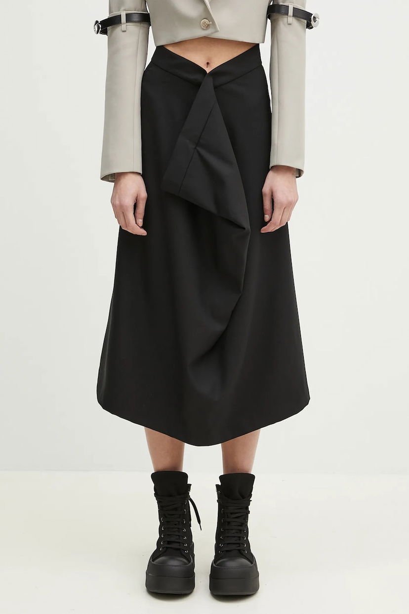 Krila KENZO Kenzo Midi A-Line Draped Skirt Črna | FF52JU3149RA.99