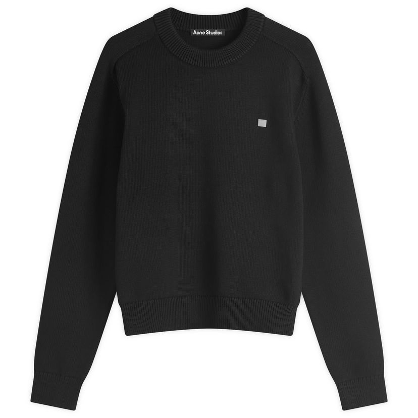 Pleteni pulover Acne Studios Kolos Cotton Crew Sweat, Size X-Small Črna | C60102-900