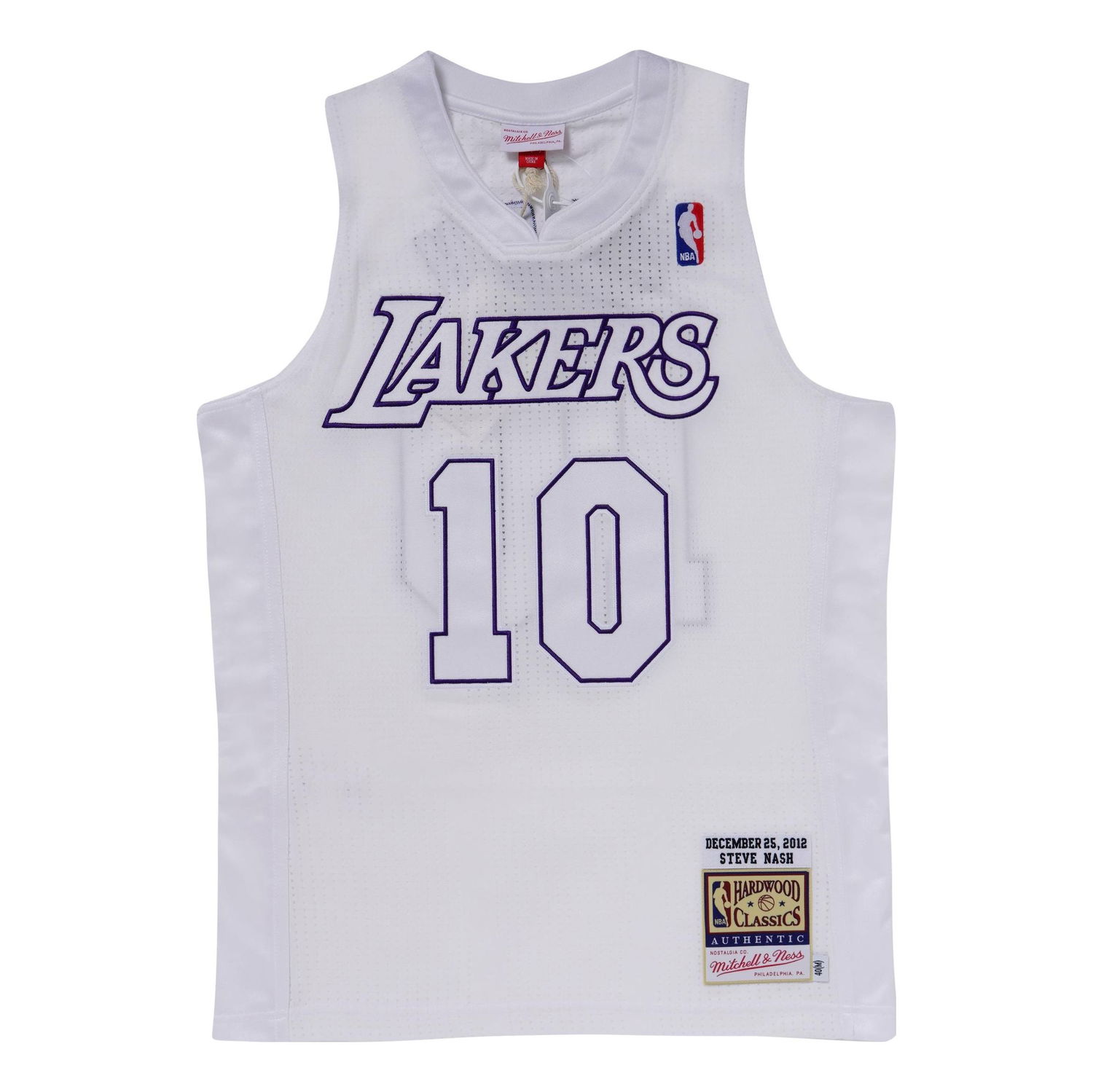 Dres Mitchell & Ness Steve Nash 10 Los Angeles Lakers Authentic Jersey Bela | AJY44971-LAL12SNAWHIT, 0