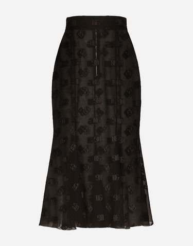 Krila Dolce & Gabbana Devore Satin Godet Skirt Črna | F4CCHTFJ9AFN0000, 0