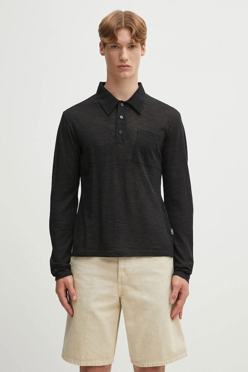 Polo majica Maison Margiela MM6 Maison Margiela Long Sleeve Polo Shirt Črna | SH2GL0004.M20123.899