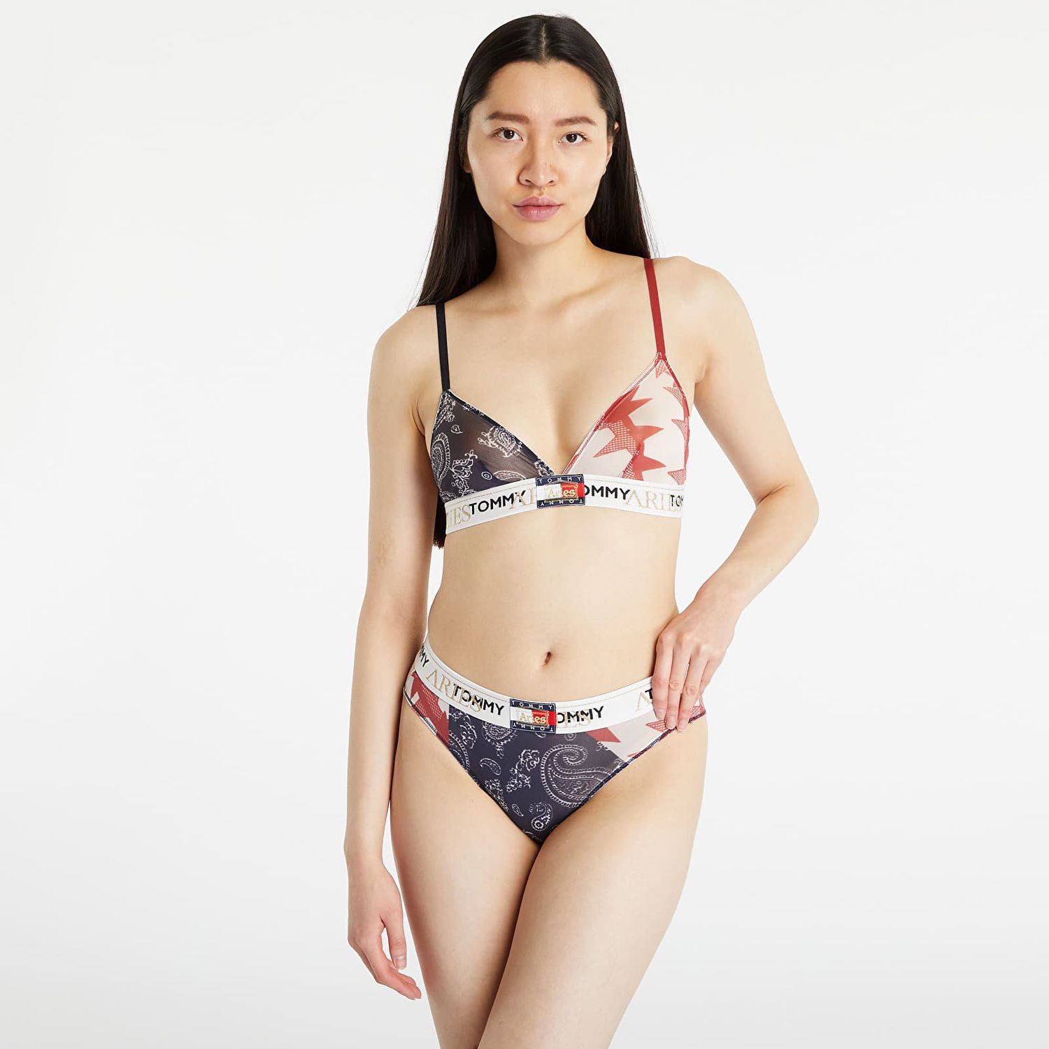 Spodnjice Tommy Hilfiger x Aries Sheer Mid Rise Logo Print Briefs Večbarvna | UW0UW04662 0KD, 0