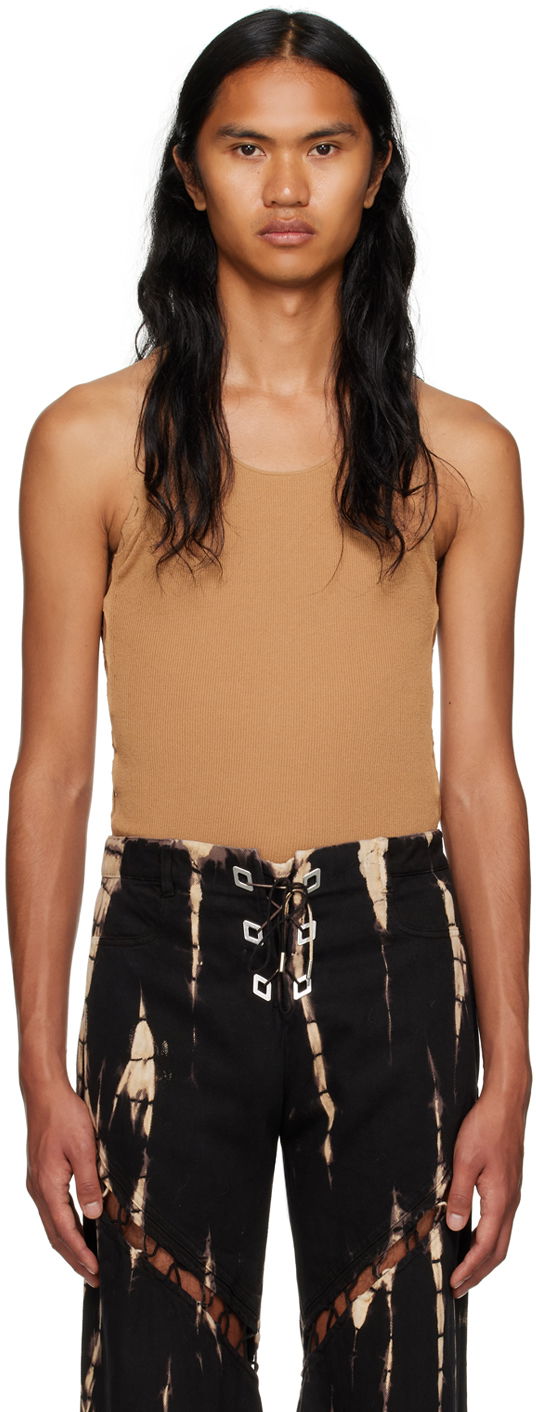 Majica brez rokavov Dion Lee Ribbed Tank Top Rjava | C7224F23