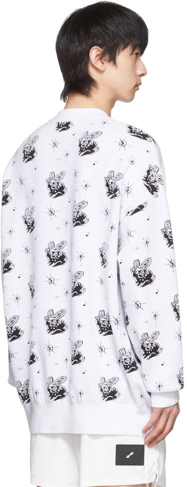 Pleteni pulover We11done Monster Print Reversible Sweater Bela | WD-KT1-22-651-U-WH, 2