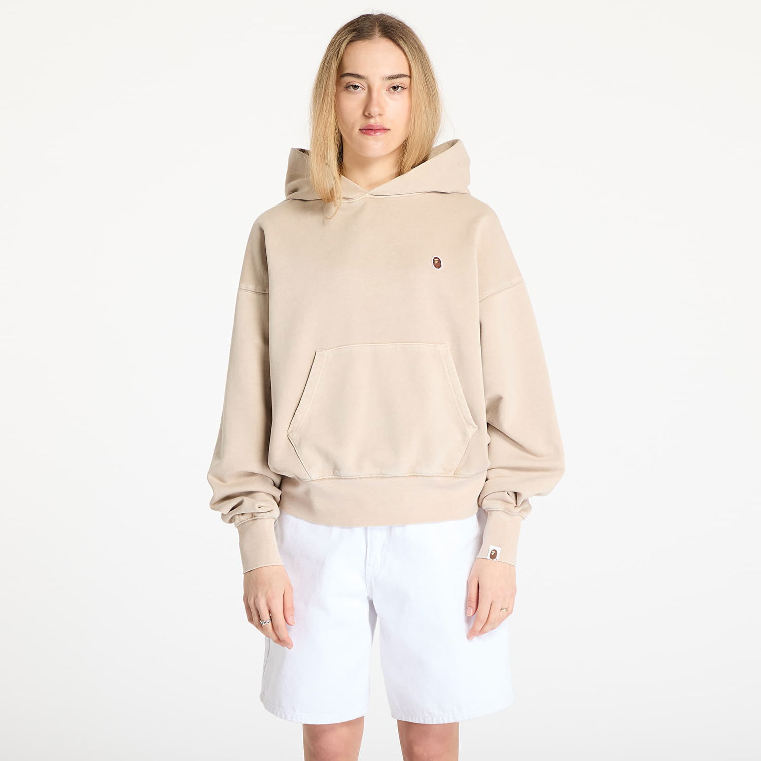 Pulover BAPE A BATHING APE Pigment Dyed One Point Oversized Pullover Hoodie Bež | 001PPL302004LGRA, 0