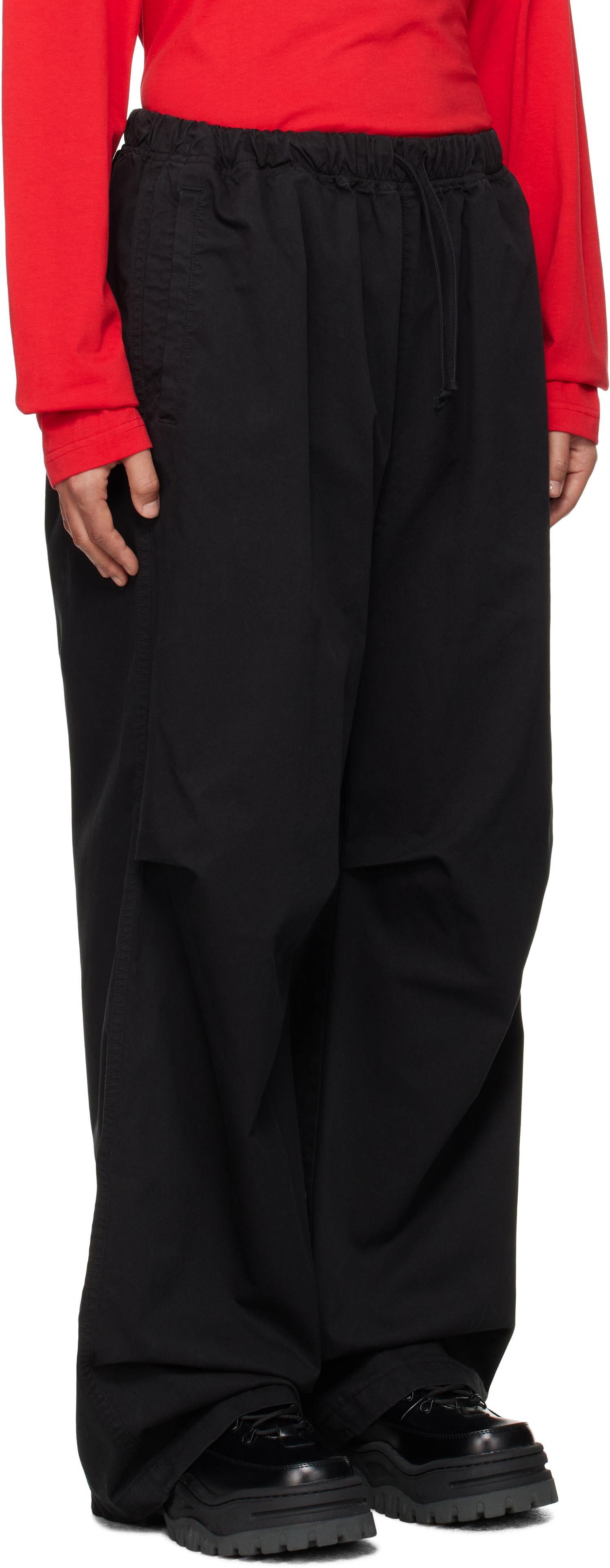 Cargo hlače We11done We11done Tucked Wide Trousers Črna | WD-PT3-24-262-U-BK, 1