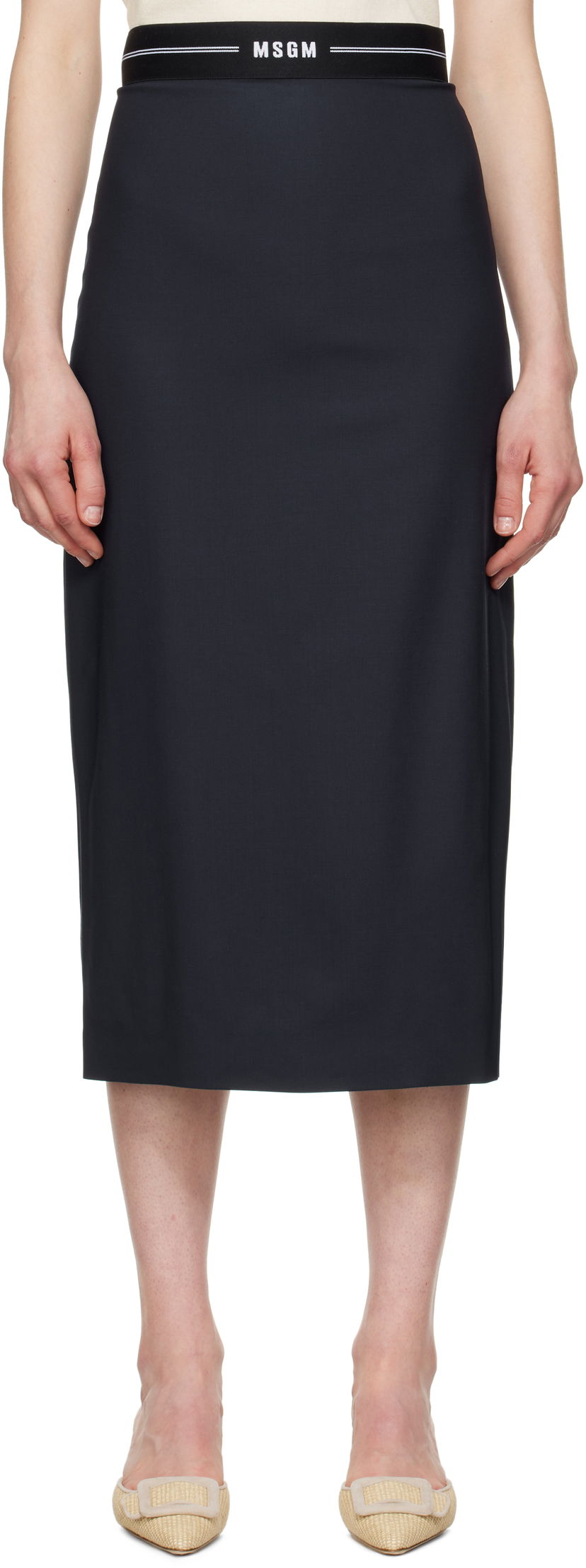 Krila MSGM MSGM Virgin Wool Midi Skirt Mornarica | 3841MDD17 257127