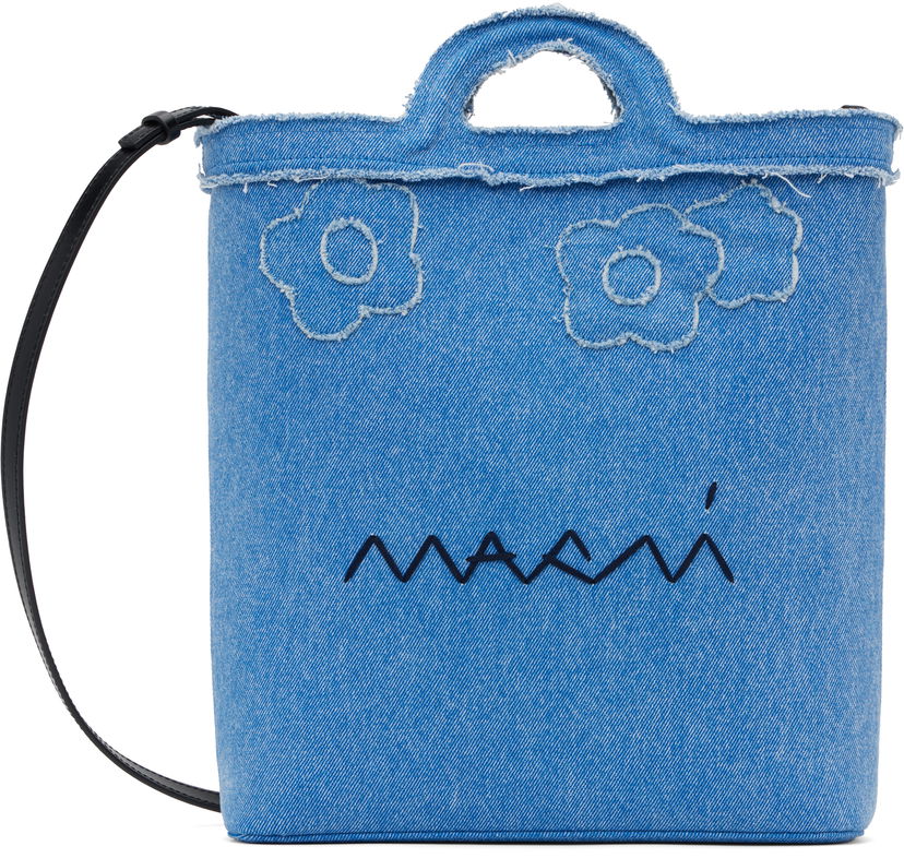 Tote bag Marni Marni Tropicalia Denim Crossbody Bag Modra | SBMP0179L1 P8201