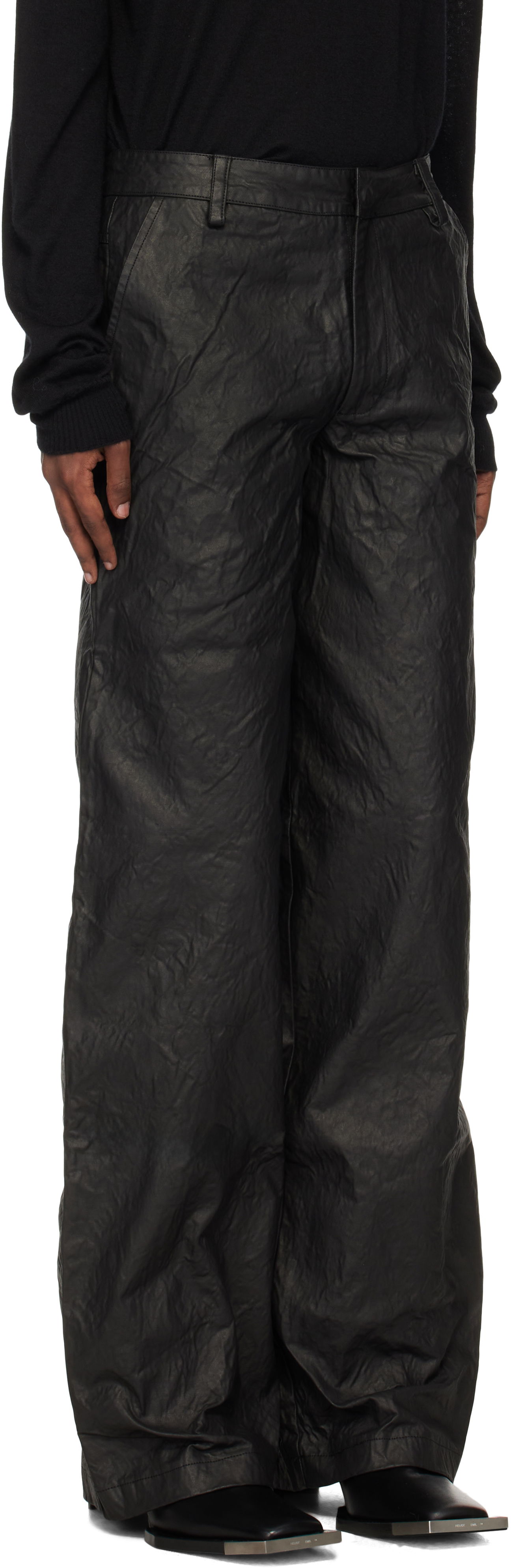 Hlače HELIOT EMIL Armada Crinkled Wide Leg Trousers Črna | AW24_M_10_178_BLK01, 1