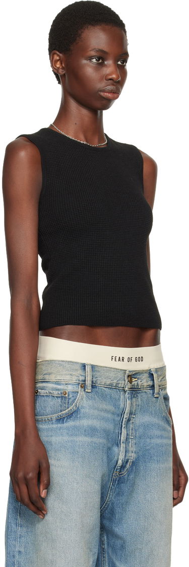 Majica brez rokavov Fear of God Fear of God ESSENTIALS Waffle Tank Top Črna | 192BT247230FW, 1