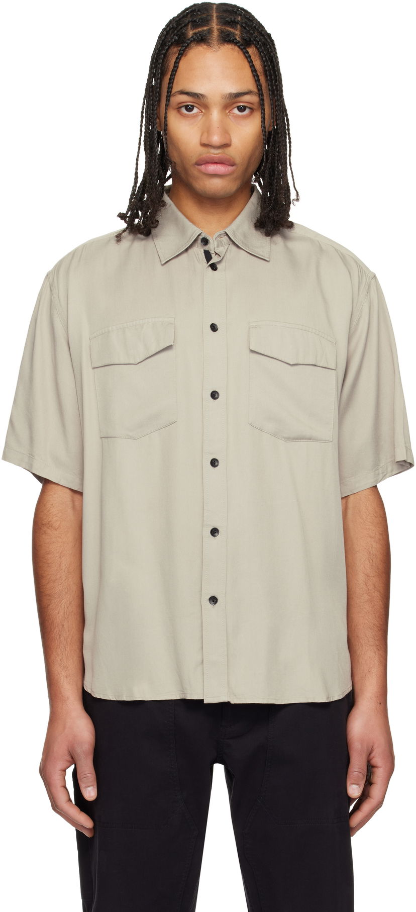 Srajce rag & bone Rag & Bone Matthew Two-Pocket Short Sleeve Shirt Bež | MBW24HA011VSML