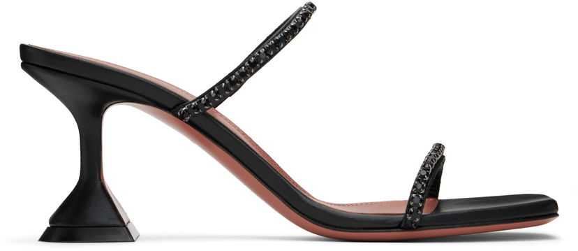 Nega čevljev Amina Muaddi Amina Muaddi Gilda Crystal-Embellished Heeled Sandals Črna | GILDA SLIPPER 70 NAPPA