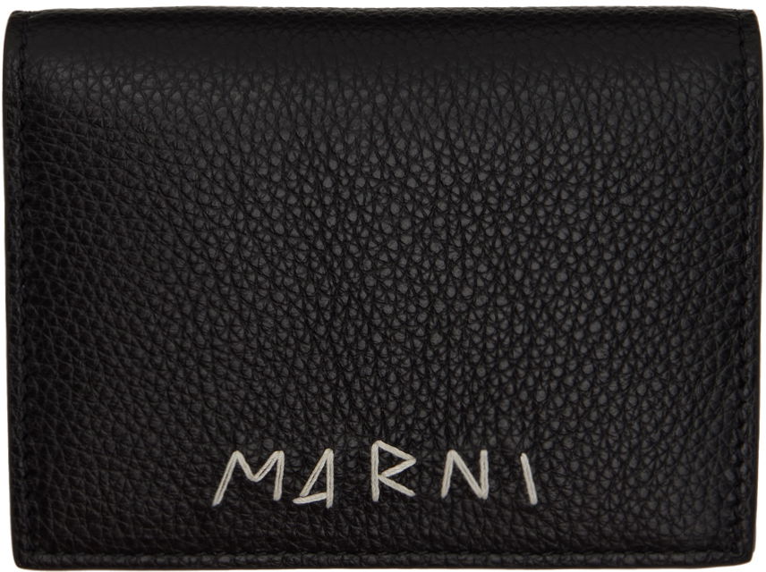 Denarnica Marni Pebbled Leather Zip-Around Bifold Wallet Črna | PFMOQ14Q10 P6533, 0