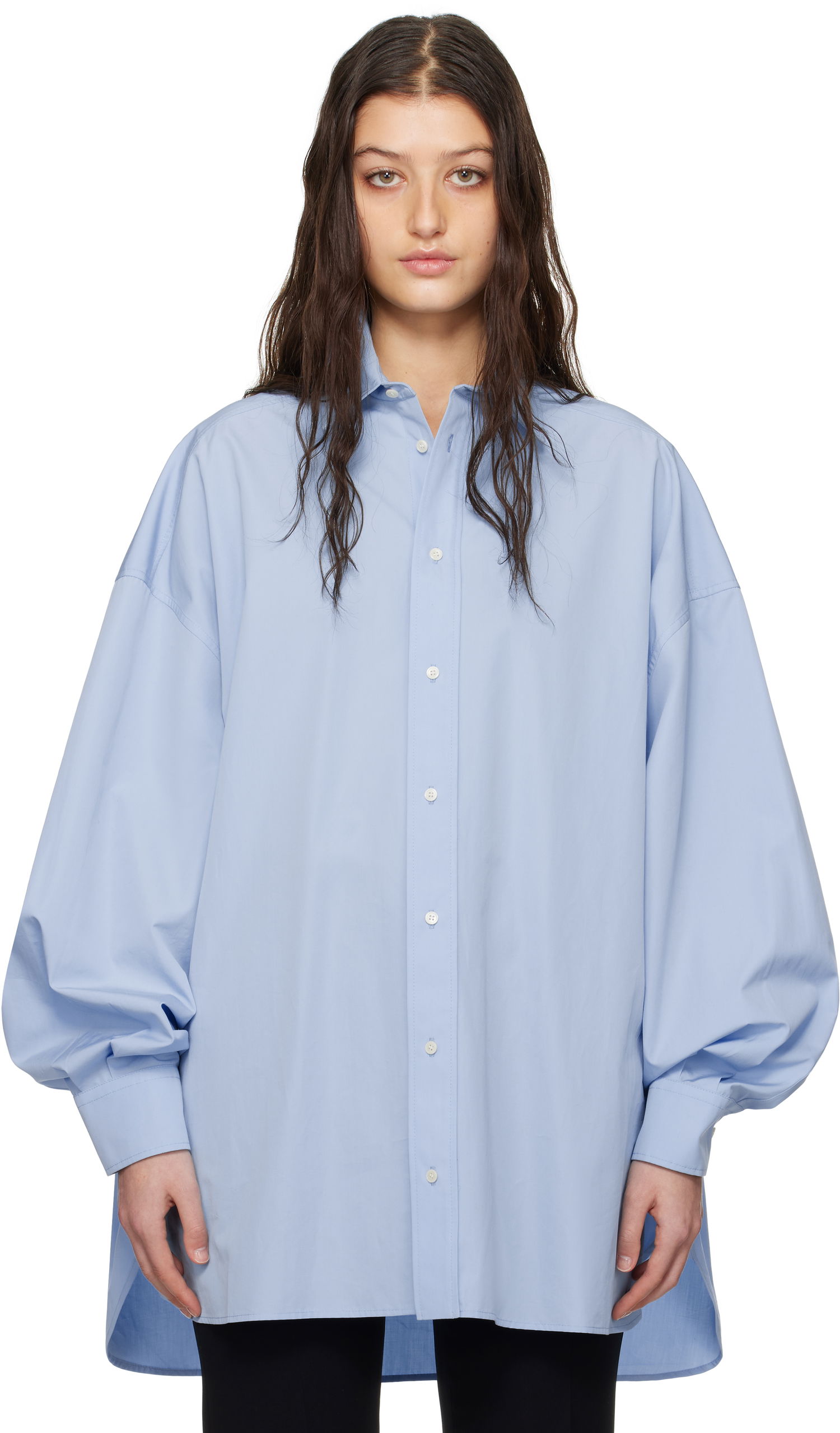 Srajce WARDROBE.NYC Oversize Shirt Minidress Modra | W1085R17, 0