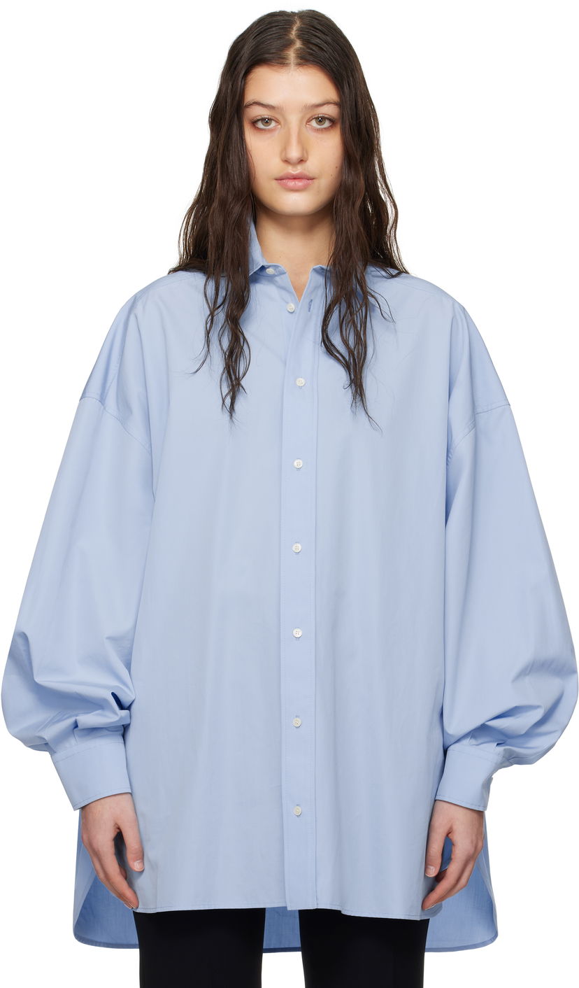 Srajce WARDROBE.NYC Oversize Shirt Minidress Modra | W1085R17
