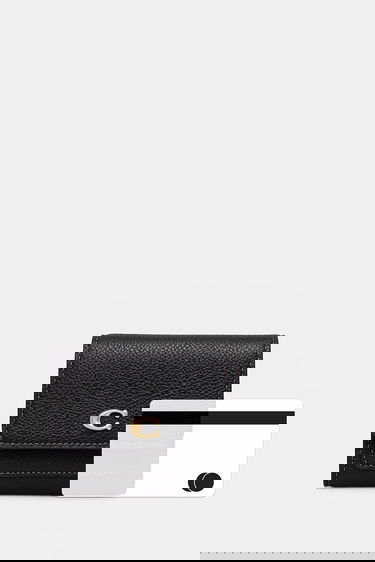 Denarnica Coach Pebbled Leather Mini Flap Wallet Črna | CAO13, 4