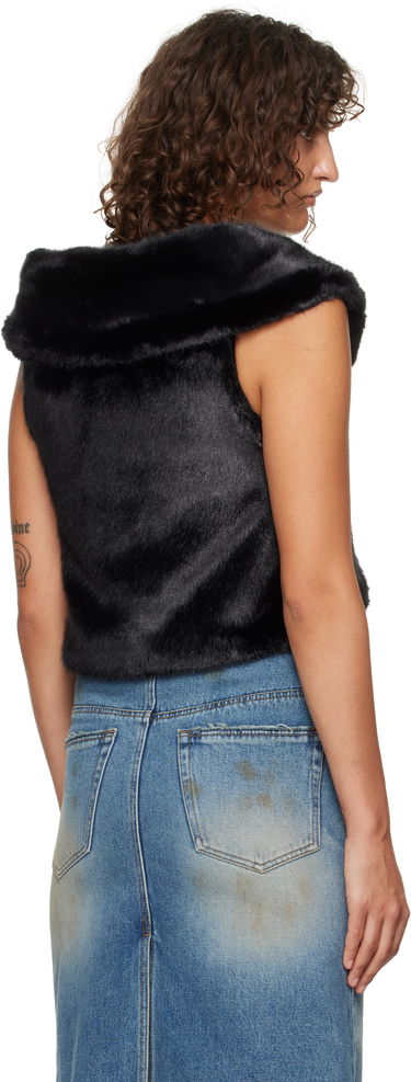 Telovnik We11done We11done Cropped Faux-Fur Vest Črna | WD-F93-24-026-W-BK, 2