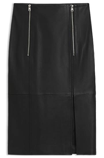 Krila BOSS Leather Pencil Skirt with Twin Front Zips Črna | 50542308, 0