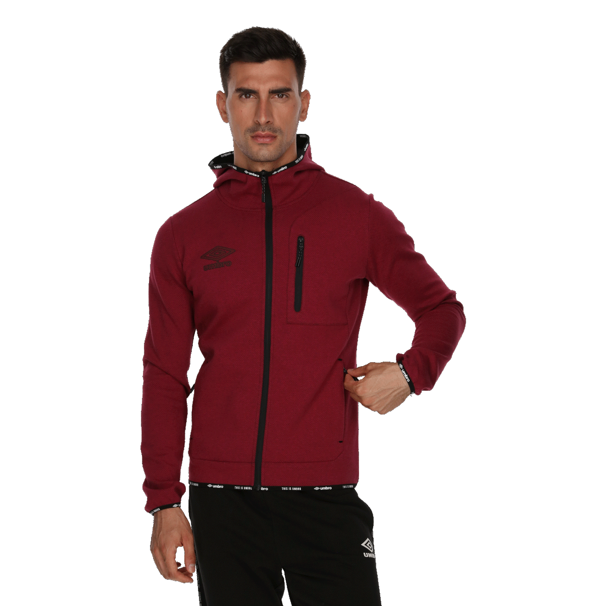 Pulover Umbro Double Textured Full-Zip Hoodie Bordo | UMA243M609-52, 0