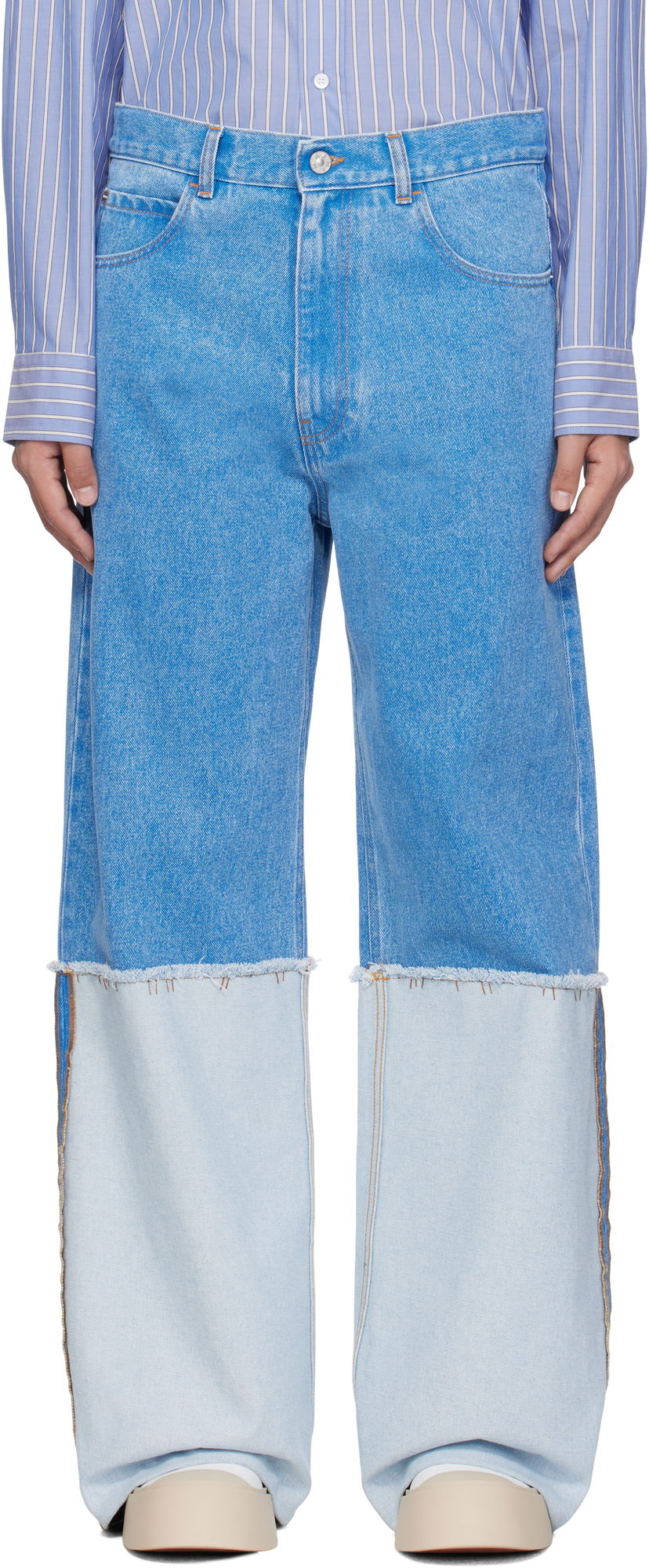 Kavbojke Marni Marni Two-Tone Wide Leg Jeans Modra | PUJU0106S0 USCW91