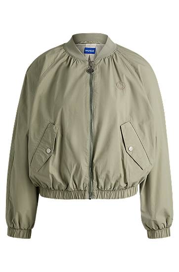 Bomber jakna BOSS HUGO Paper-Touch Cotton Bomber Jacket Zelena | 50536970