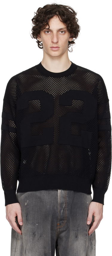Pleteni pulover AMIRI AMIRI '22' Mesh Crewneck Sweater Črna | AMKNCW1040, 0