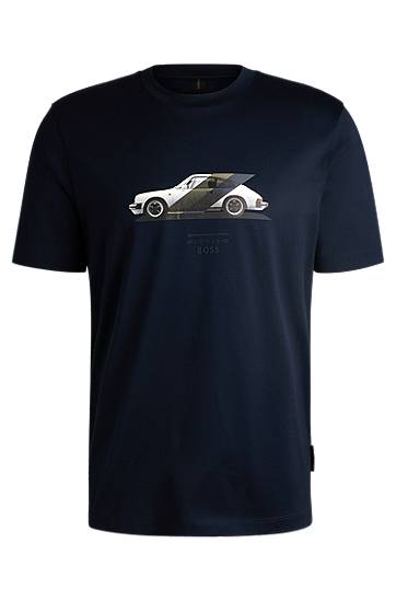 Majica BOSS Porsche x BOSS Mercerized Cotton T-Shirt Mornarica | 50531455