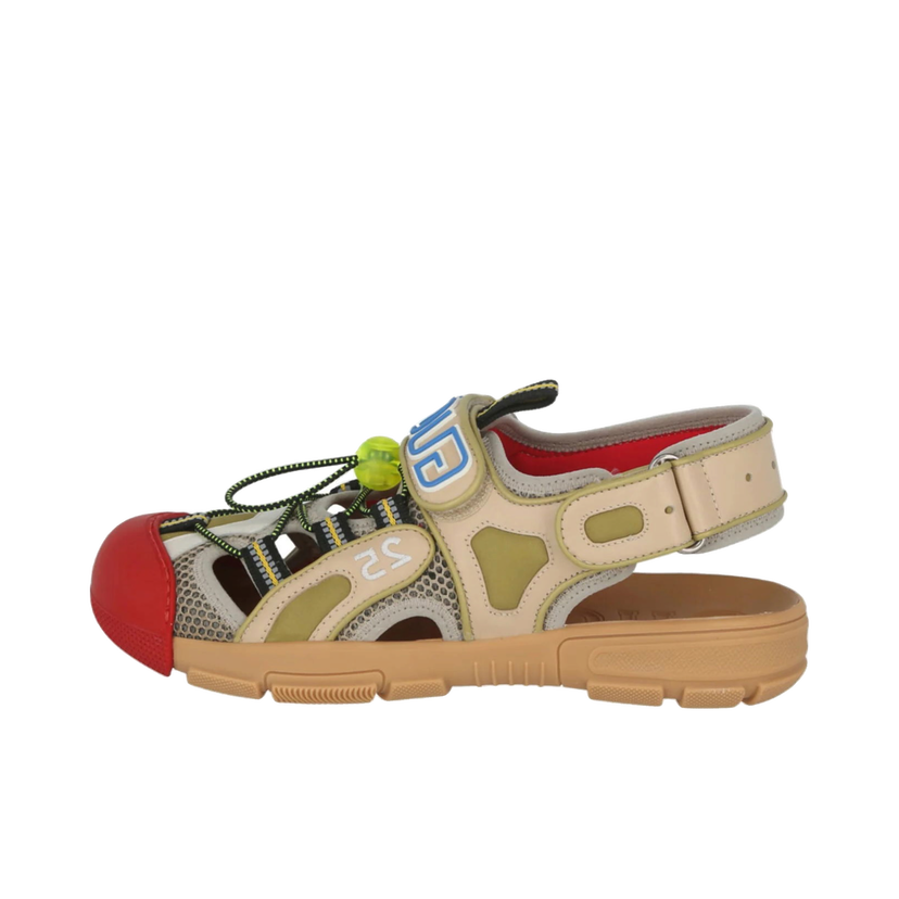 Superge in čevlji Gucci Tinsel Sports Sandal Black Gold Red Bež | 564297 98D30 8485