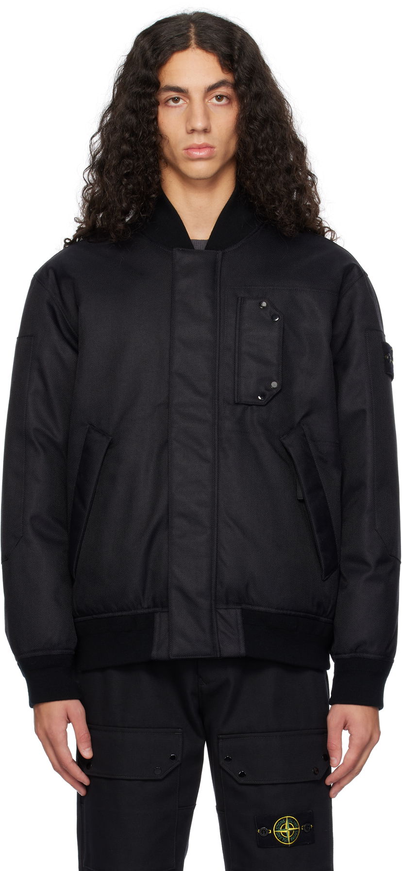 Bomber jakna Stone Island Diagonal Nylon Down Bomber Jacket Črna | 811546536