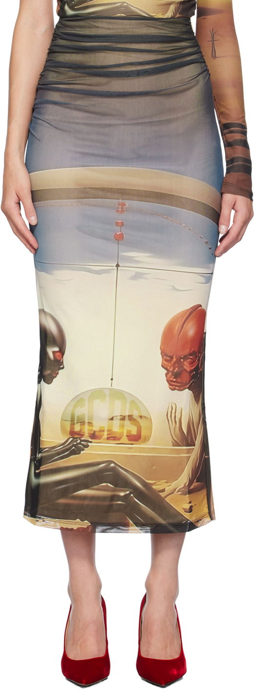 Krila GCDS Multicolor Creatures Midi Skirt Večbarvna | A2CW3202TE3