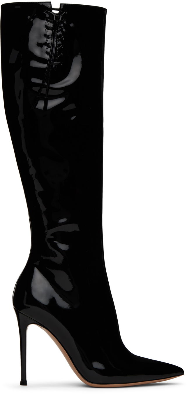 Obleke Gianvito Rossi Gianvito Rossi Avril Lace-Up Patent Leather Boots Črna | G80246.15RIC.VER