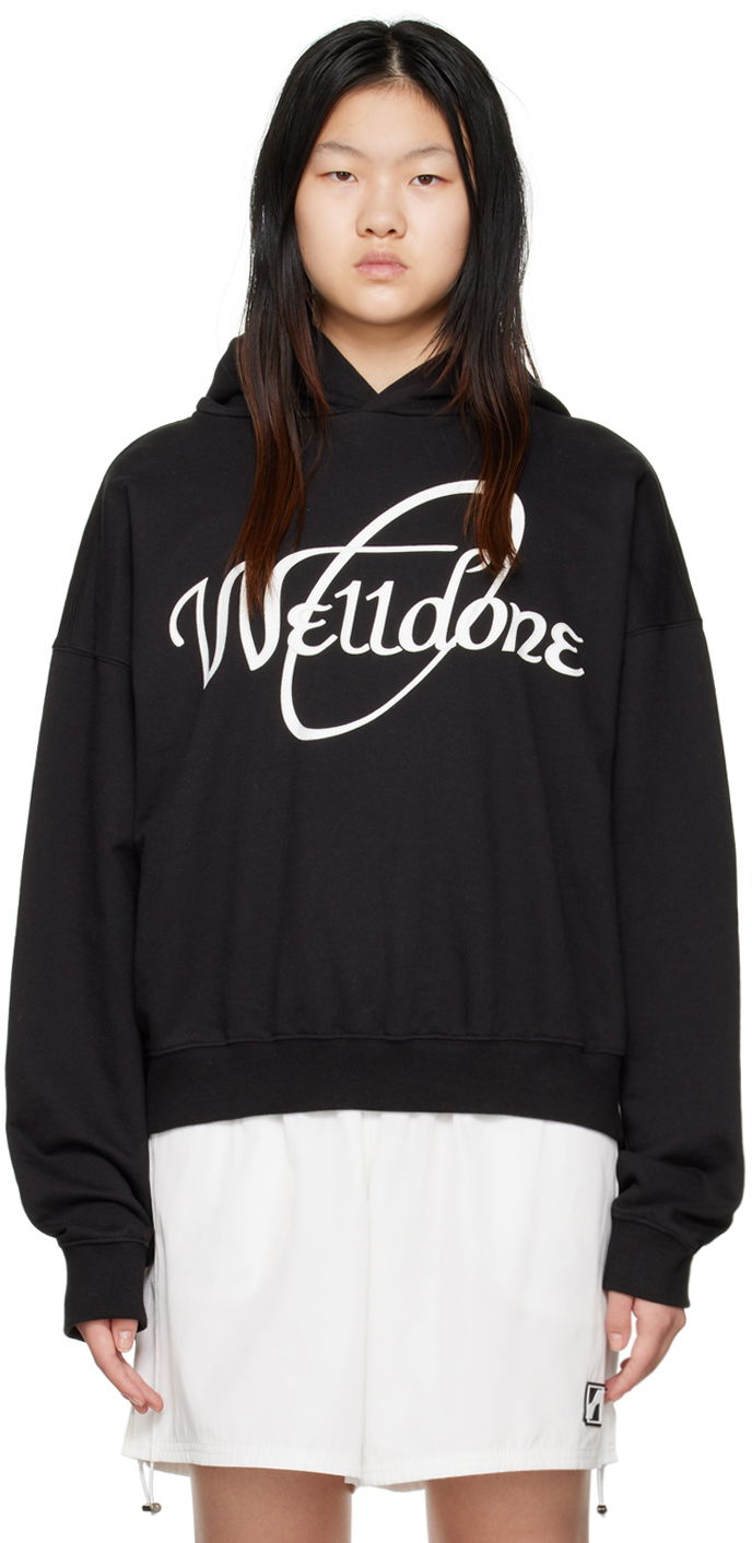 Pulover We11done We11done Circle Logo Hoodie Črna | WD-TH3-22-813-U-BK