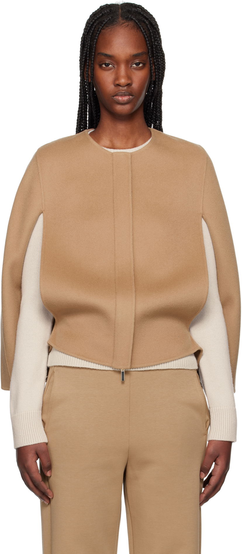 Telovnik Max Mara Max Mara Helene Wool Cape Jacket Rjava | 2519731011600