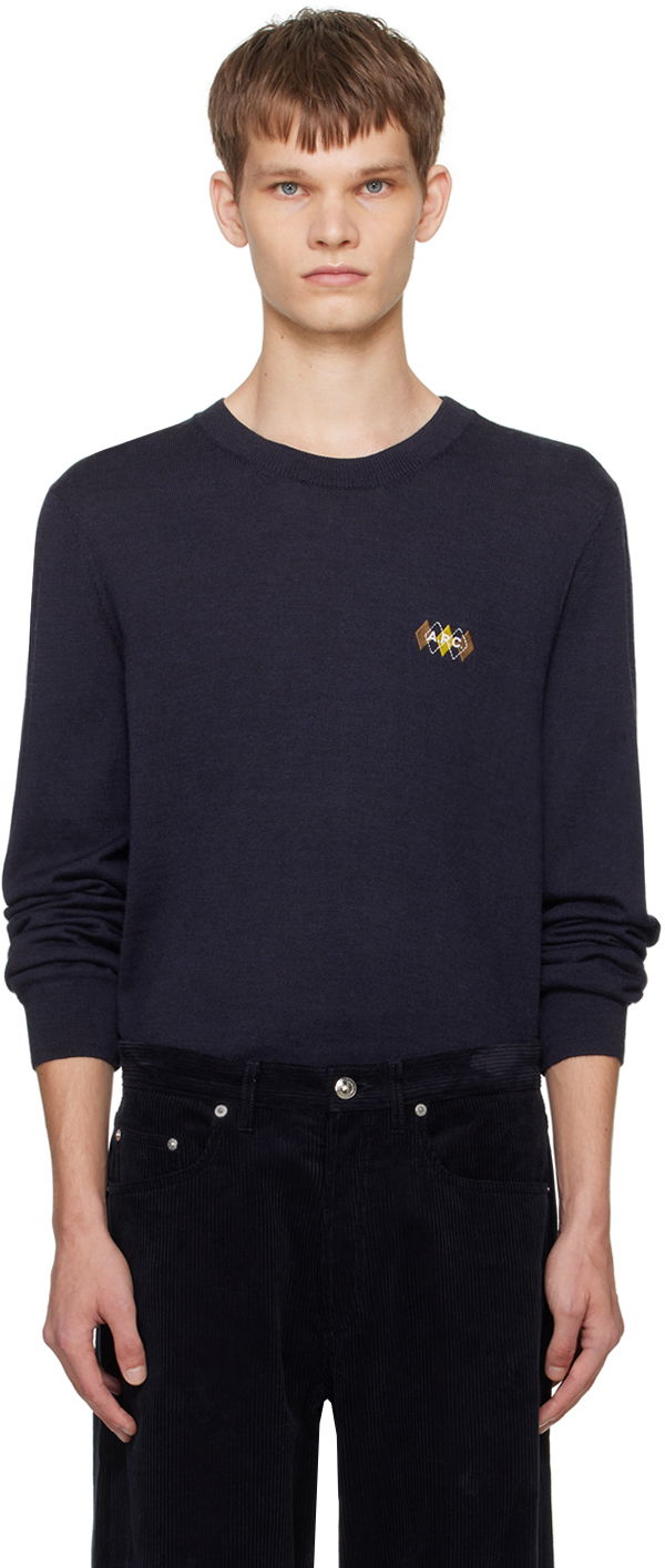 Pleteni pulover A.P.C. Rory Sweater Modra | WVBDI-H23363