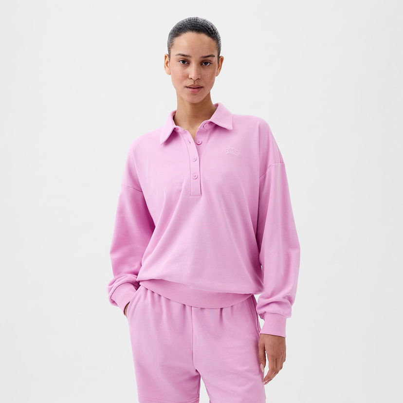 Pulover GAP French Terry Logo Polo Sweatshirt Sugar Pink Roza | 870977-01